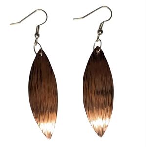 JS Brana handmade copper Leaf earrings, dangle / drop